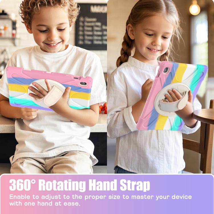 For Samsung Galaxy Tab S10 FE+ Rotatable Kickstand Grip Heavy Duty Hard Rugged Tablet Case(Colorful Pink) by bashfashion