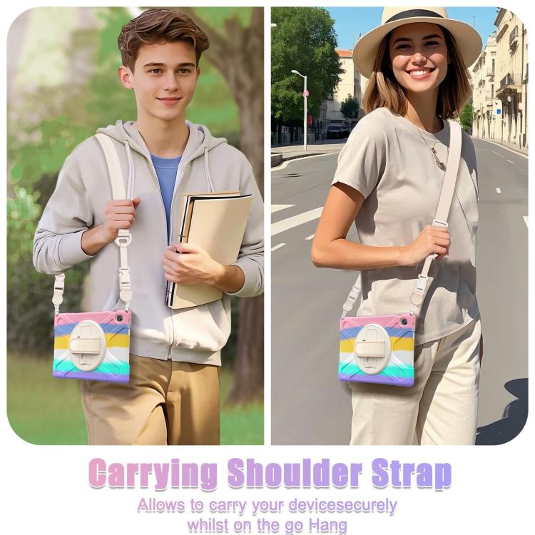 For Samsung Galaxy Tab S10 FE+ Rotatable Kickstand Grip Heavy Duty Hard Rugged Tablet Case(Colorful Pink) by bashfashion