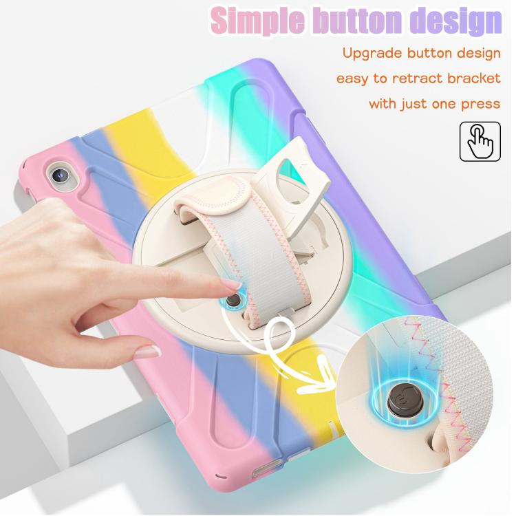 For Samsung Galaxy Tab S10 FE+ Rotatable Kickstand Grip Heavy Duty Hard Rugged Tablet Case(Colorful Pink) by bashfashion