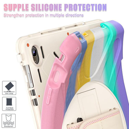 For Samsung Galaxy Tab S10 FE+ Rotatable Kickstand Grip Heavy Duty Hard Rugged Tablet Case(Colorful Pink) by bashfashion