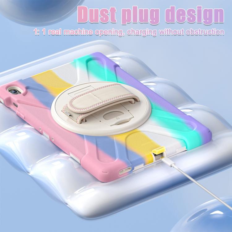 For Samsung Galaxy Tab S10 FE+ Rotatable Kickstand Grip Heavy Duty Hard Rugged Tablet Case(Colorful Pink) by bashfashion