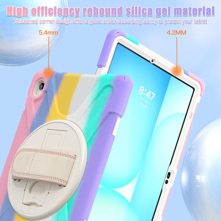 For Samsung Galaxy Tab S10 FE+ Rotatable Kickstand Grip Heavy Duty Hard Rugged Tablet Case(Colorful Pink) by bashfashion