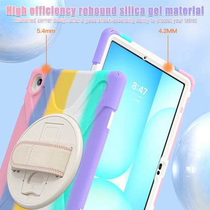 For Samsung Galaxy Tab S10 FE+ Rotatable Kickstand Grip Heavy Duty Hard Rugged Tablet Case(Colorful Pink) by bashfashion