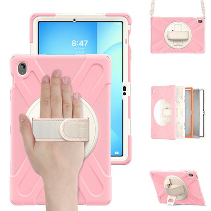 For Samsung Galaxy Tab S10 FE+ Rotatable Kickstand Grip Heavy Duty Hard Rugged Tablet Case(Cherry Pink) by bashfashion