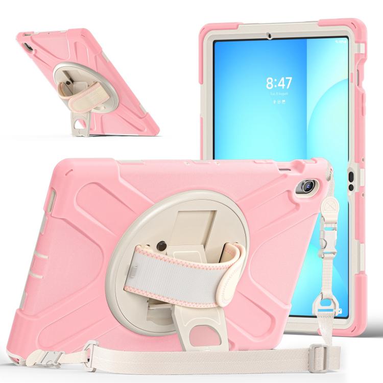For Samsung Galaxy Tab S10 FE+ Rotatable Kickstand Grip Heavy Duty Hard Rugged Tablet Case(Cherry Pink) by bashfashion