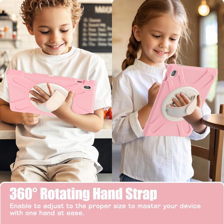 For Samsung Galaxy Tab S10 FE+ Rotatable Kickstand Grip Heavy Duty Hard Rugged Tablet Case(Cherry Pink) by bashfashion