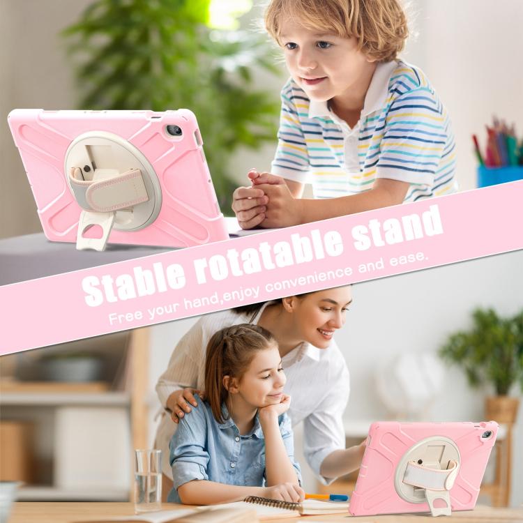 For Samsung Galaxy Tab S10 FE+ Rotatable Kickstand Grip Heavy Duty Hard Rugged Tablet Case(Cherry Pink) by bashfashion