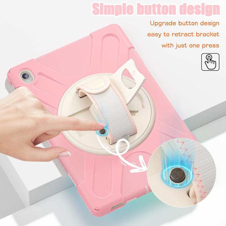 For Samsung Galaxy Tab S10 FE+ Rotatable Kickstand Grip Heavy Duty Hard Rugged Tablet Case(Cherry Pink) by bashfashion
