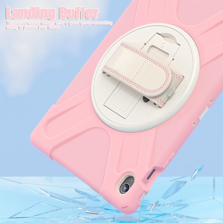 For Samsung Galaxy Tab S10 FE+ Rotatable Kickstand Grip Heavy Duty Hard Rugged Tablet Case(Cherry Pink) by bashfashion