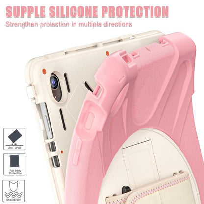 For Samsung Galaxy Tab S10 FE+ Rotatable Kickstand Grip Heavy Duty Hard Rugged Tablet Case(Cherry Pink) by bashfashion