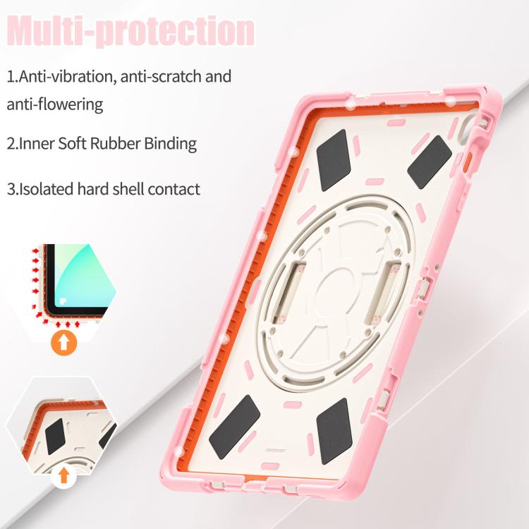 For Samsung Galaxy Tab S10 FE+ Rotatable Kickstand Grip Heavy Duty Hard Rugged Tablet Case(Cherry Pink) by bashfashion