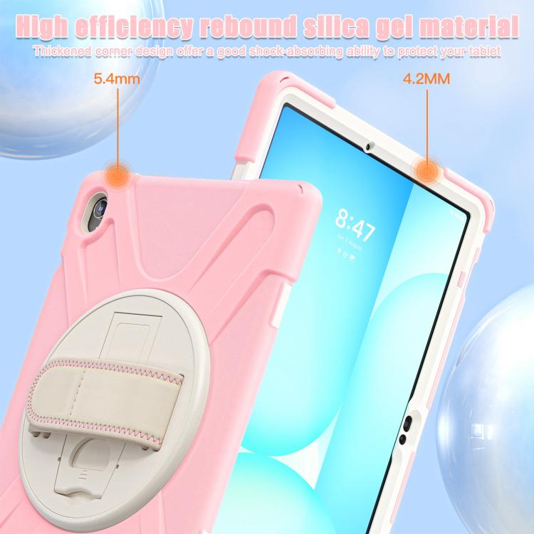 For Samsung Galaxy Tab S10 FE+ Rotatable Kickstand Grip Heavy Duty Hard Rugged Tablet Case(Cherry Pink) by bashfashion