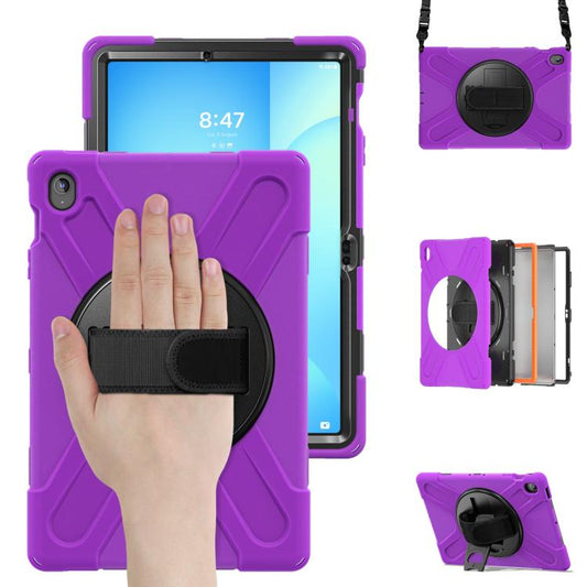 For Samsung Galaxy Tab S10 FE+ Rotatable Kickstand Grip Heavy Duty Hard Rugged Tablet Case(Purple) by bashfashion