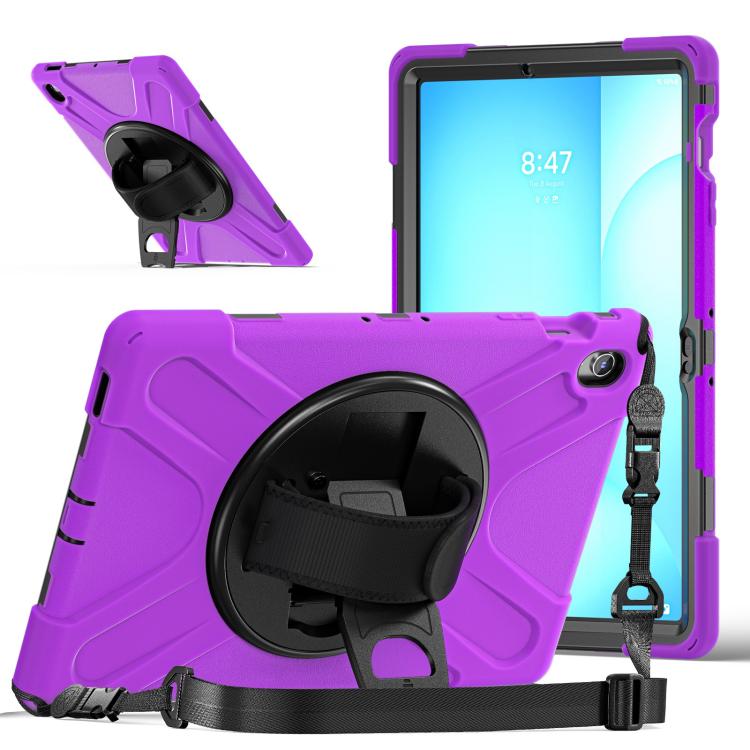 For Samsung Galaxy Tab S10 FE+ Rotatable Kickstand Grip Heavy Duty Hard Rugged Tablet Case(Purple) by bashfashion