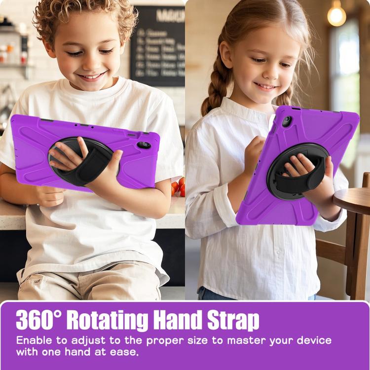 For Samsung Galaxy Tab S10 FE+ Rotatable Kickstand Grip Heavy Duty Hard Rugged Tablet Case(Purple) by bashfashion