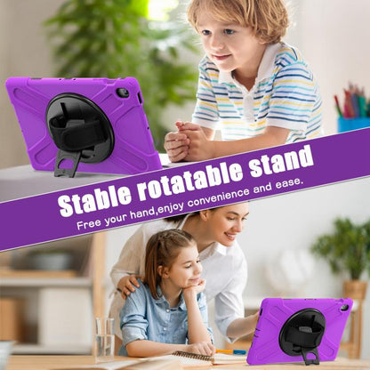 For Samsung Galaxy Tab S10 FE+ Rotatable Kickstand Grip Heavy Duty Hard Rugged Tablet Case(Purple) by bashfashion
