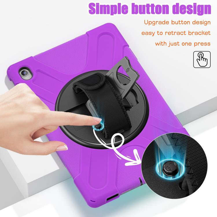 For Samsung Galaxy Tab S10 FE+ Rotatable Kickstand Grip Heavy Duty Hard Rugged Tablet Case(Purple) by bashfashion