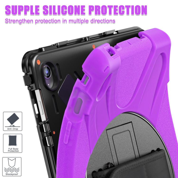 For Samsung Galaxy Tab S10 FE+ Rotatable Kickstand Grip Heavy Duty Hard Rugged Tablet Case(Purple) by bashfashion
