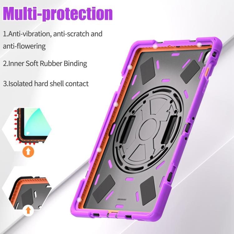For Samsung Galaxy Tab S10 FE+ Rotatable Kickstand Grip Heavy Duty Hard Rugged Tablet Case(Purple) by bashfashion