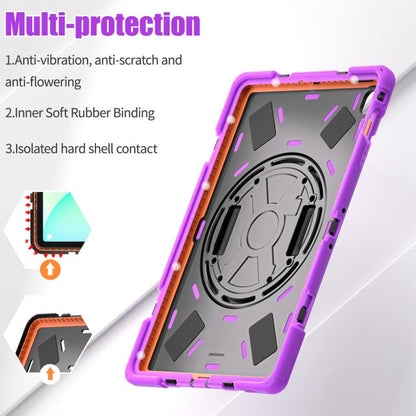 For Samsung Galaxy Tab S10 FE+ Rotatable Kickstand Grip Heavy Duty Hard Rugged Tablet Case(Purple) by bashfashion