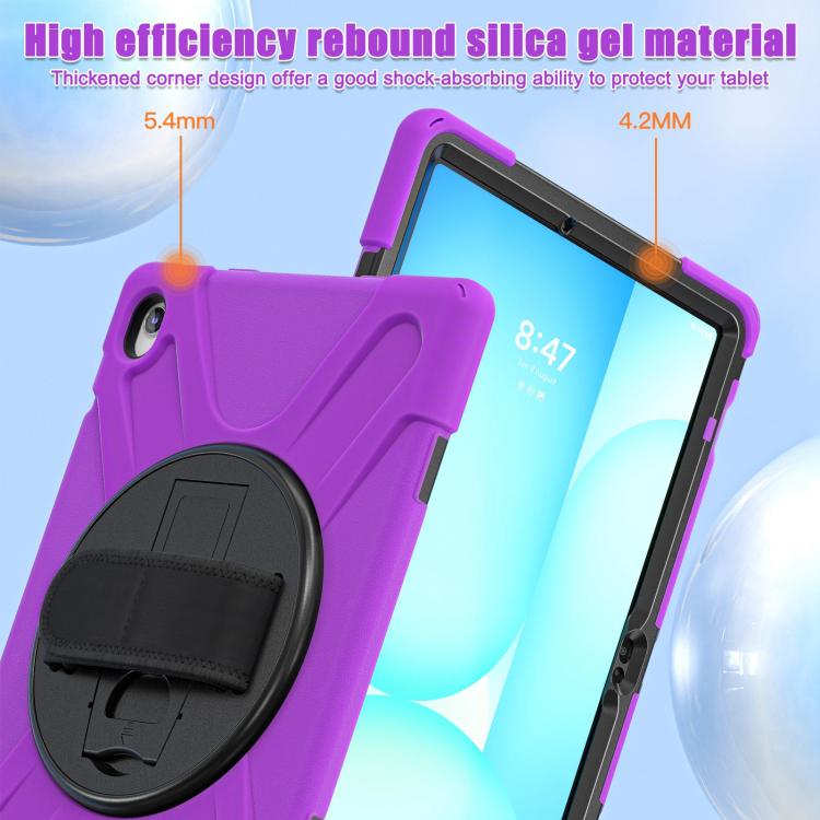 For Samsung Galaxy Tab S10 FE+ Rotatable Kickstand Grip Heavy Duty Hard Rugged Tablet Case(Purple) by bashfashion