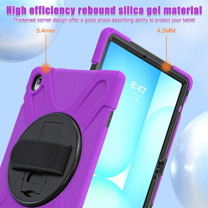 For Samsung Galaxy Tab S10 FE+ Rotatable Kickstand Grip Heavy Duty Hard Rugged Tablet Case(Purple) by bashfashion