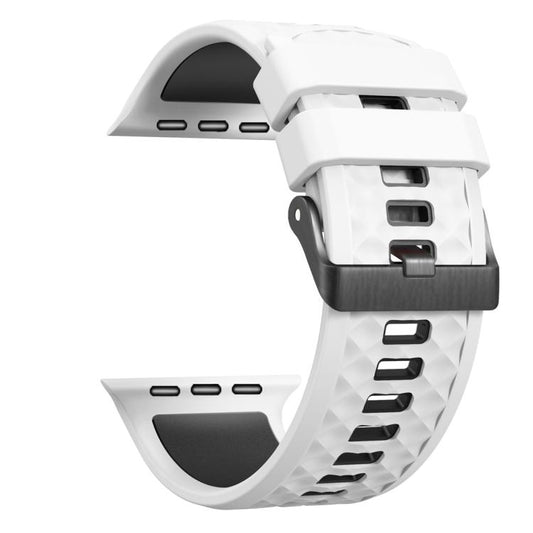 For Apple Watch 46mm / 49mm / 45mm / 44mm Diamond Texture Two Color Silicone Watch Band(White Black) by bashfashion