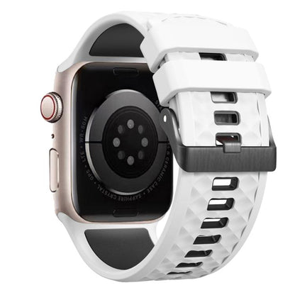 For Apple Watch 46mm / 49mm / 45mm / 44mm Diamond Texture Two Color Silicone Watch Band(White Black) by bashfashion