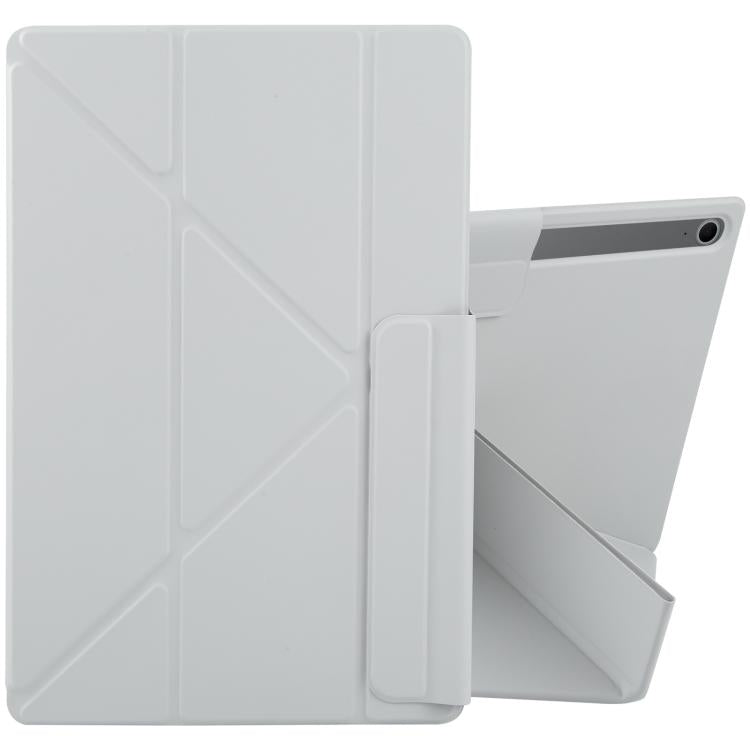 For Samsung Galaxy Tab S10 / S9 Fixed Buckle Magnetic Deformation Leather Tablet Case(Grey) by bashfashion