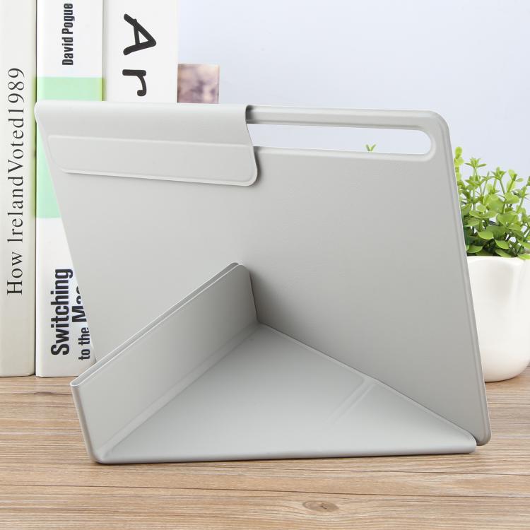 For Samsung Galaxy Tab S10 / S9 Fixed Buckle Magnetic Deformation Leather Tablet Case(Grey) by bashfashion