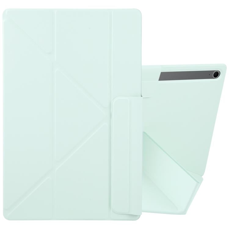 For Samsung Galaxy Tab S10 / S9 Fixed Buckle Magnetic Deformation Leather Tablet Case(Baby Green) by bashfashion