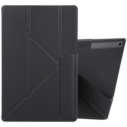 For Samsung Galaxy Tab S10 FE+ Fixed Buckle Magnetic Deformation Leather Tablet Case(Black) by bashfashion