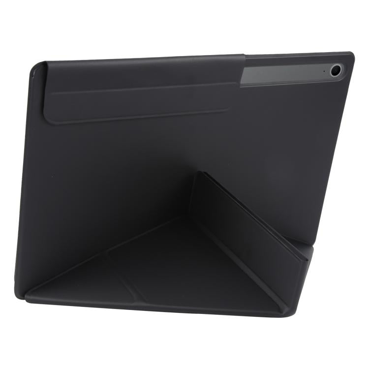 For Samsung Galaxy Tab S10 FE+ Fixed Buckle Magnetic Deformation Leather Tablet Case(Black) by bashfashion