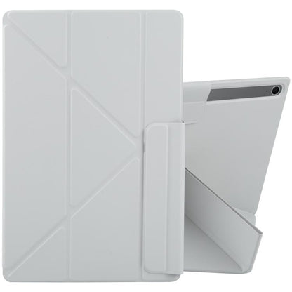 For Samsung Galaxy Tab S10 FE+ Fixed Buckle Magnetic Deformation Leather Tablet Case(Grey) by bashfashion