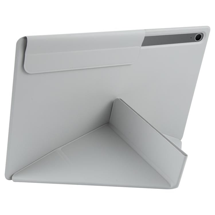 For Samsung Galaxy Tab S10 FE+ Fixed Buckle Magnetic Deformation Leather Tablet Case(Grey) by bashfashion