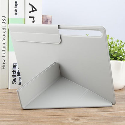 For Samsung Galaxy Tab S8+ / S7+ Fixed Buckle Magnetic Deformation Leather Tablet Case(Grey) by bashfashion