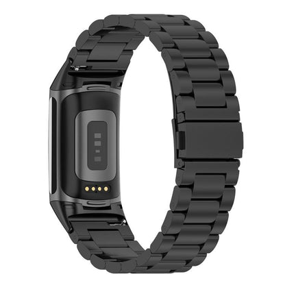 For Fitbit Charge 6 / 5 xDfind Three Beads Quick Release Metal Watch Band(Black) by xDfind