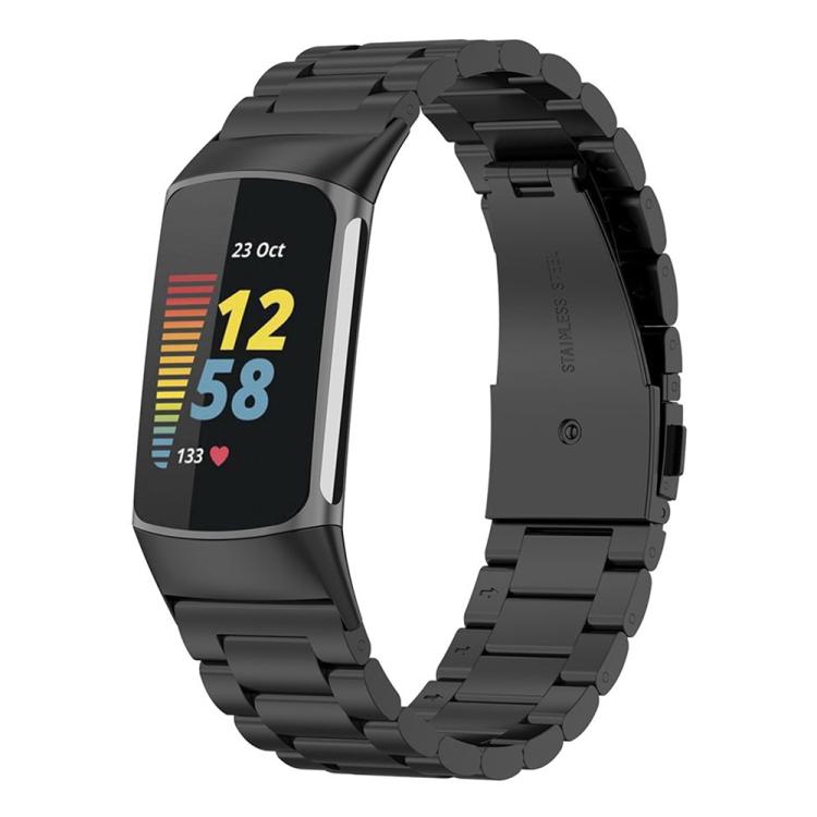 For Fitbit Charge 6 / 5 xDfind Three Beads Quick Release Metal Watch Band(Black) by xDfind