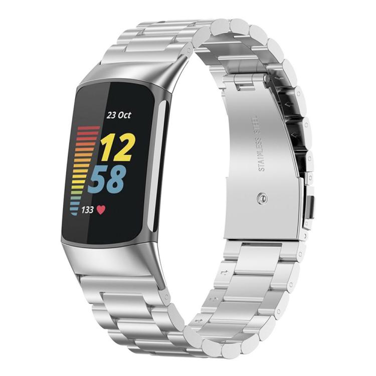 For Fitbit Charge 6 / 5 xDfind Three Beads Quick Release Metal Watch Band(Silver) by xDfind