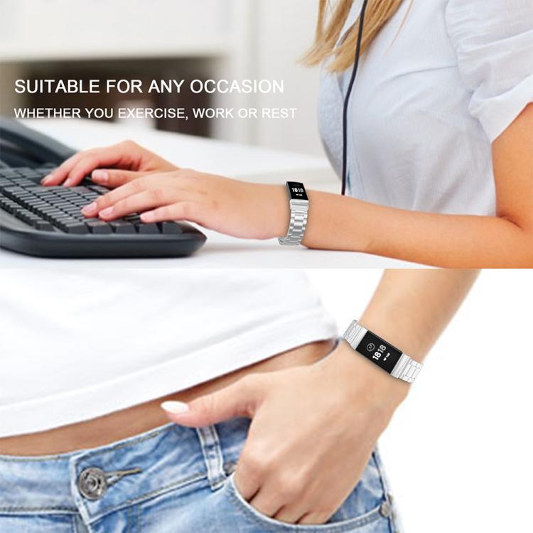 For Fitbit Charge 6 / 5 xDfind Three Beads Quick Release Metal Watch Band(Gold) by xDfind