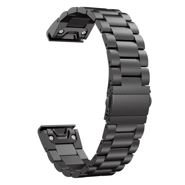For Garmin Fenix 8/7X/6X/5X 26mm xDfind Three Beads Quick Release Metal Watch Band(Black) by xDfind