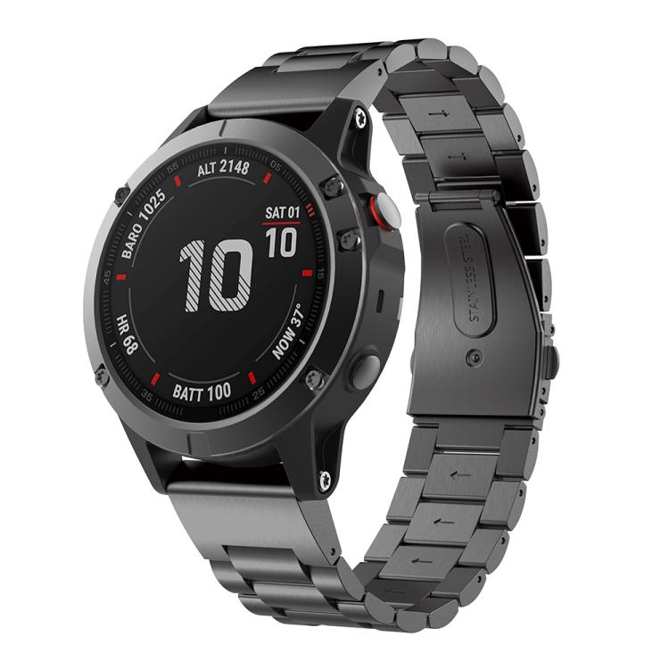 For Garmin Fenix 8/7X/6X/5X 26mm xDfind Three Beads Quick Release Metal Watch Band(Black) by xDfind