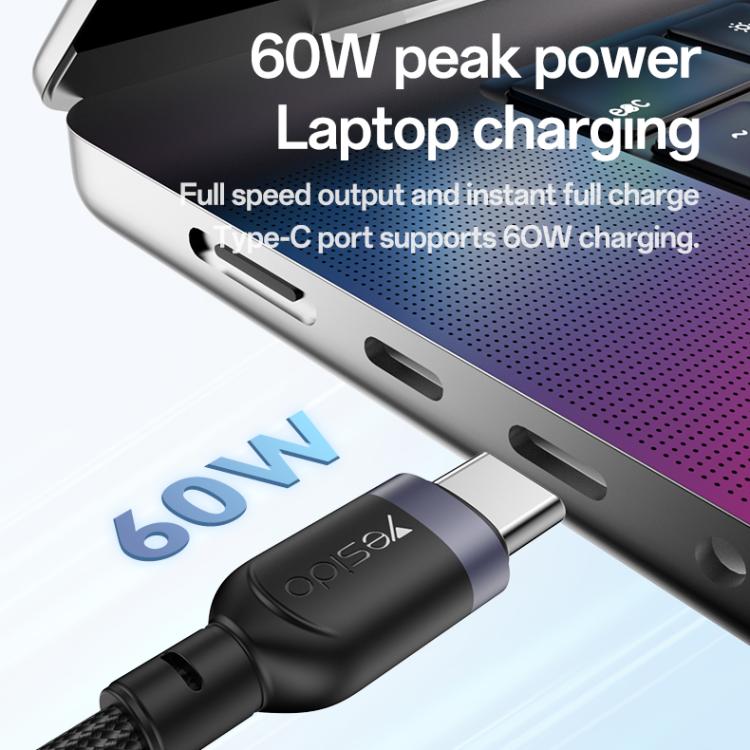 Yesido CA136C 60W USB-C / Type-C to Type-C & iWatch 2 in 1 Charging Cable, Length:1.2m(Black) by Yesido