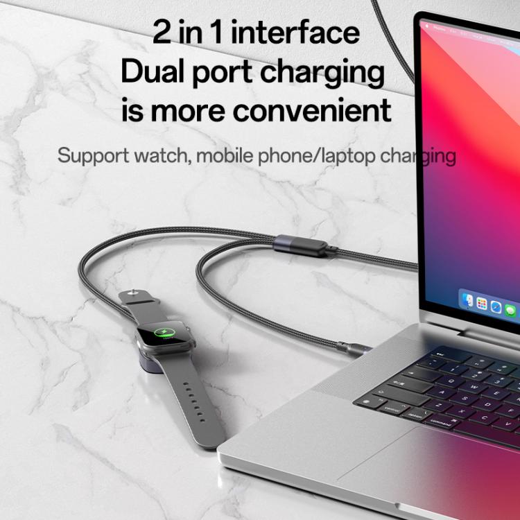 Yesido CA136C 60W USB-C / Type-C to Type-C & iWatch 2 in 1 Charging Cable, Length:1.2m(Black) by Yesido