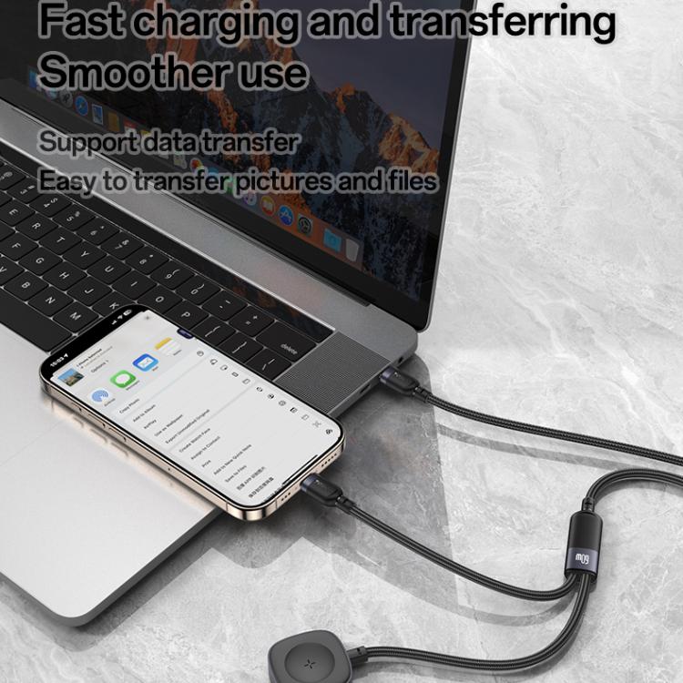 Yesido CA136C 60W USB-C / Type-C to Type-C & iWatch 2 in 1 Charging Cable, Length:1.2m(Black) by Yesido