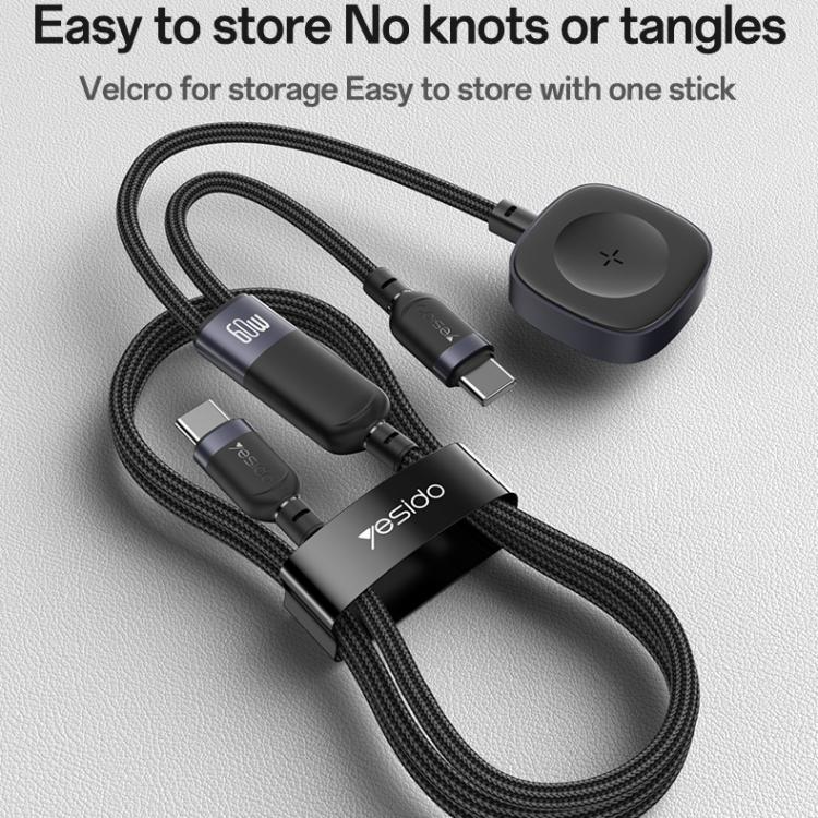 Yesido CA136C 60W USB-C / Type-C to Type-C & iWatch 2 in 1 Charging Cable, Length:1.2m(Black) by Yesido