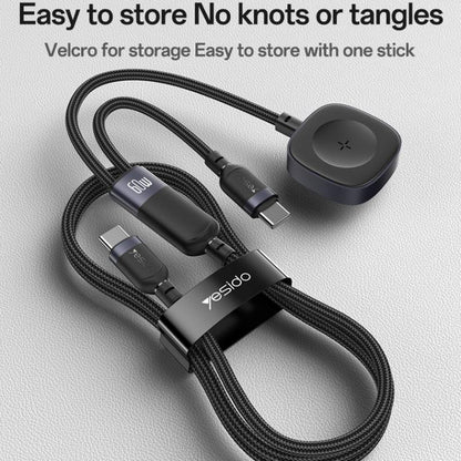 Yesido CA136C 60W USB-C / Type-C to Type-C & iWatch 2 in 1 Charging Cable, Length:1.2m(Black) by Yesido