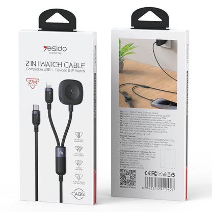 Yesido CA136L 27W USB-C / Type-C to 8 Pin & iWatch 2 in 1 Charging Cable, Length:1.2m(Black) by Yesido