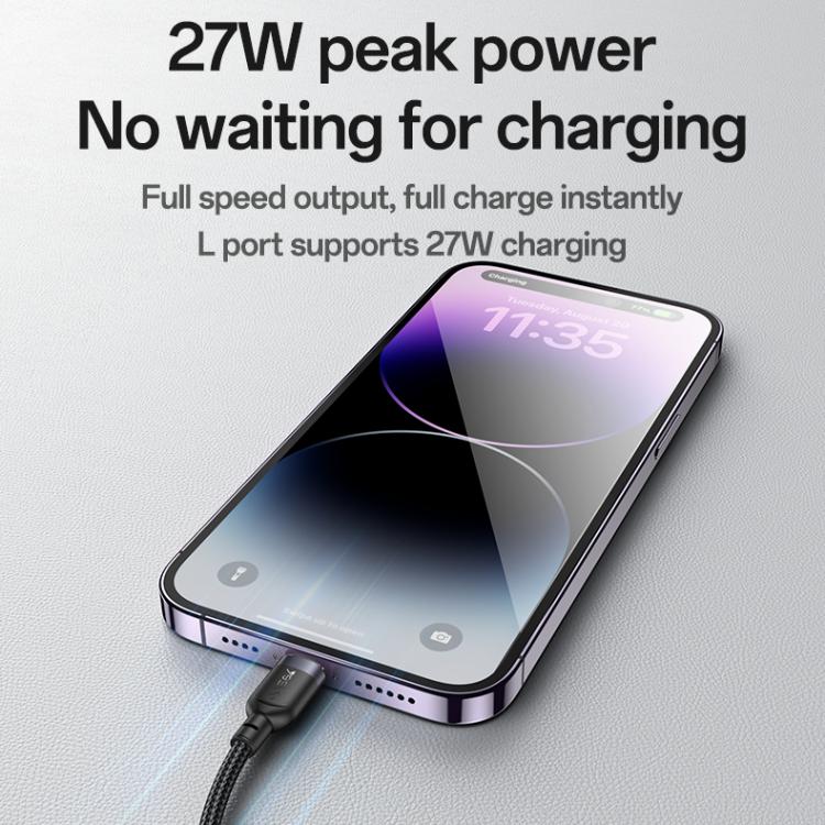 Yesido CA136L 27W USB-C / Type-C to 8 Pin & iWatch 2 in 1 Charging Cable, Length:1.2m(Black) by Yesido