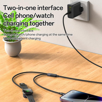 Yesido CA136L 27W USB-C / Type-C to 8 Pin & iWatch 2 in 1 Charging Cable, Length:1.2m(Black) by Yesido